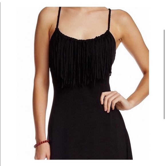 Tart Collections Bernice Fringed Stretch-Modal Maxi Dress in (BLACK) (XS) - Picture 5 of 12